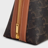 LARGE COSMETIC POUCH IN TRIOMPHE CANVAS AND CALFSKIN - TAN - TRAVEL - 1 | CELINE