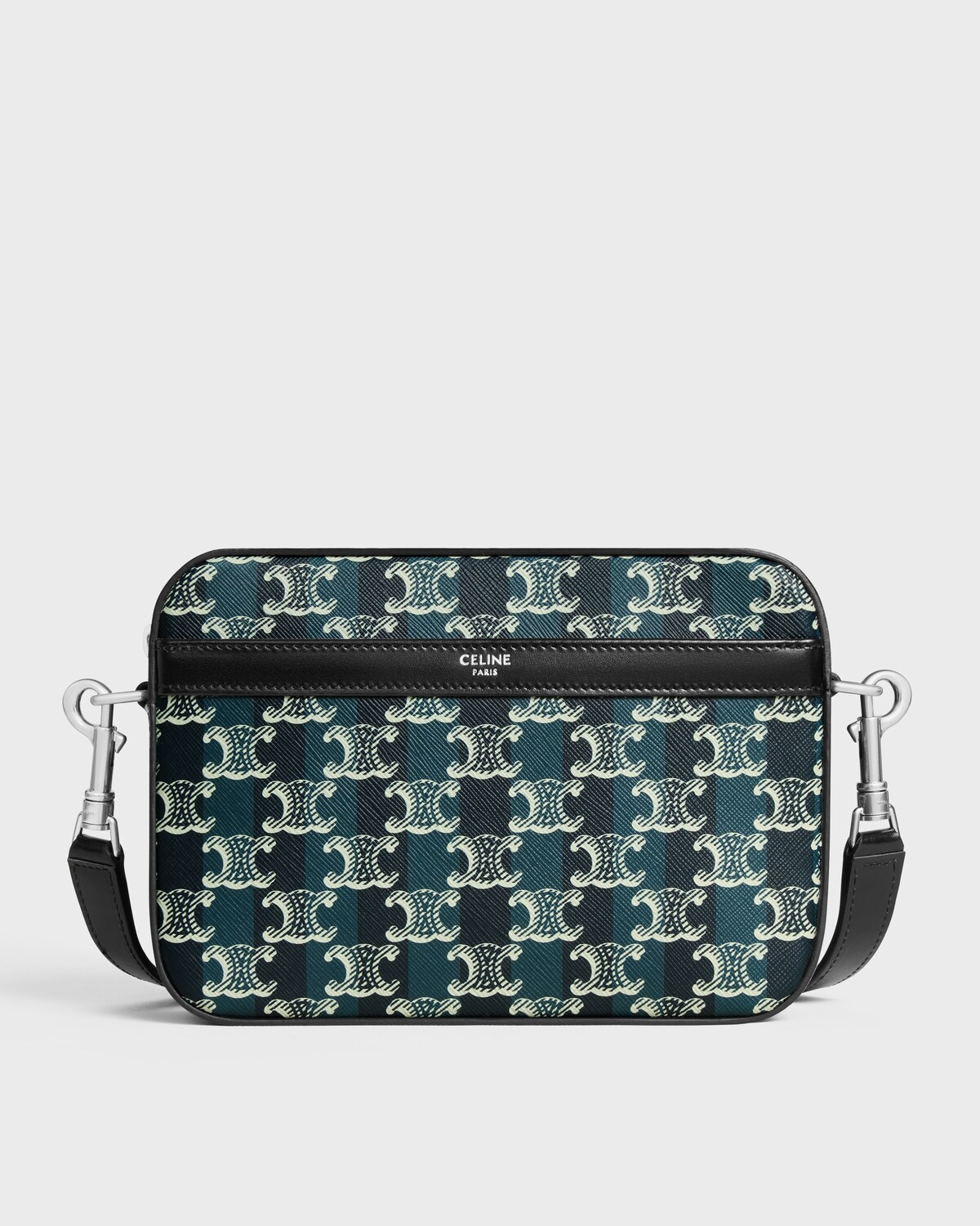 Small Messenger Bag In Striped Triomphe Canvas And Calfskin — 113942GUL.07TH