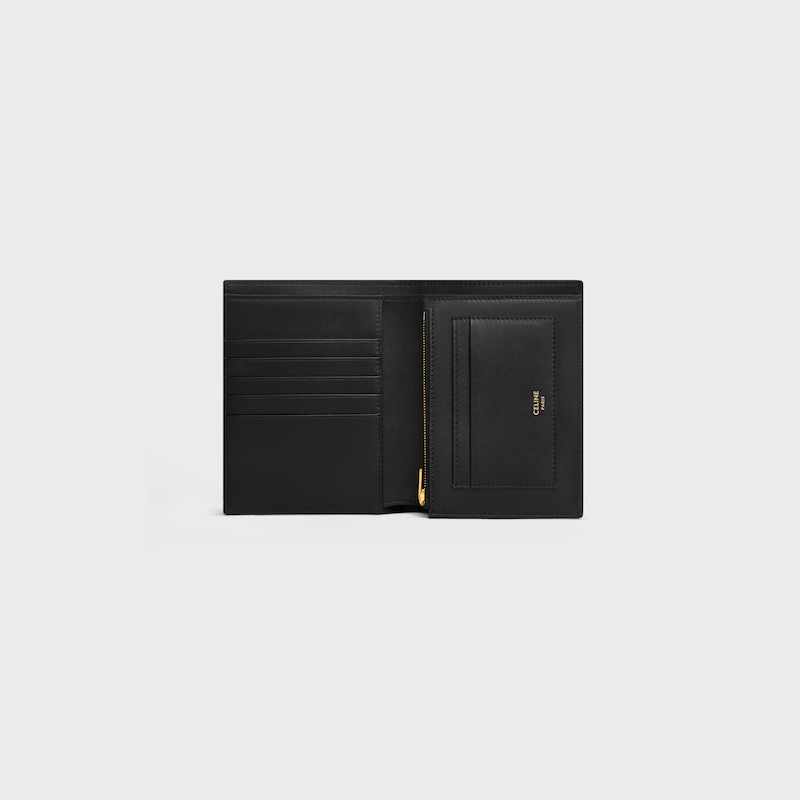 PORTAFOGLIO CON CINTURINO MEDIO NINO IN MORBIDA PELLE DI VITELLO GRANATA - NERO - GIFT FINDER - 1 | CELINE