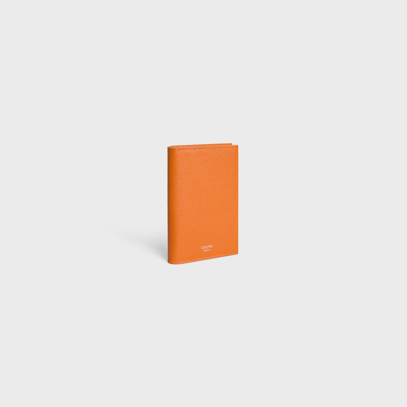 VERTICAL CARD HOLDER IN GRAINED CALFSKIN - FLUO ORANGE - COIN AND CARD HOLDERS - 1 | CELINE