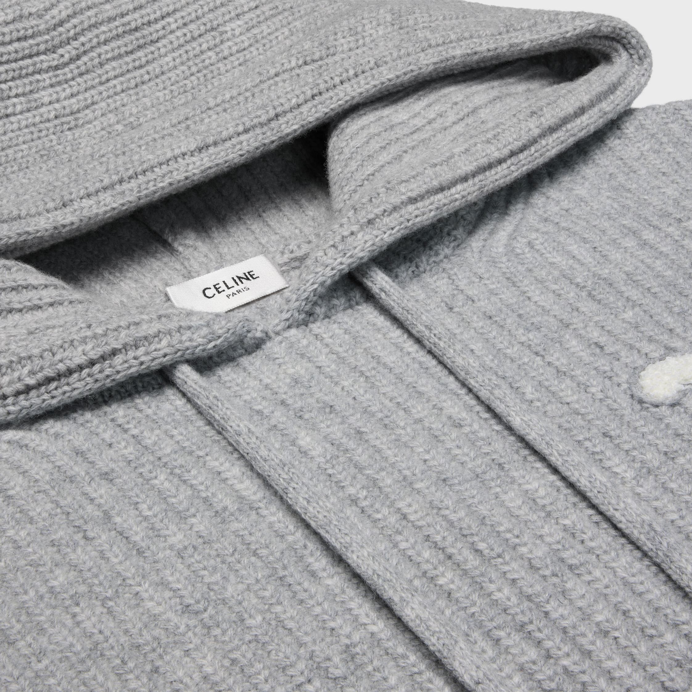 HOODED SWEATER IN RIBBED WOOL - | CELINE