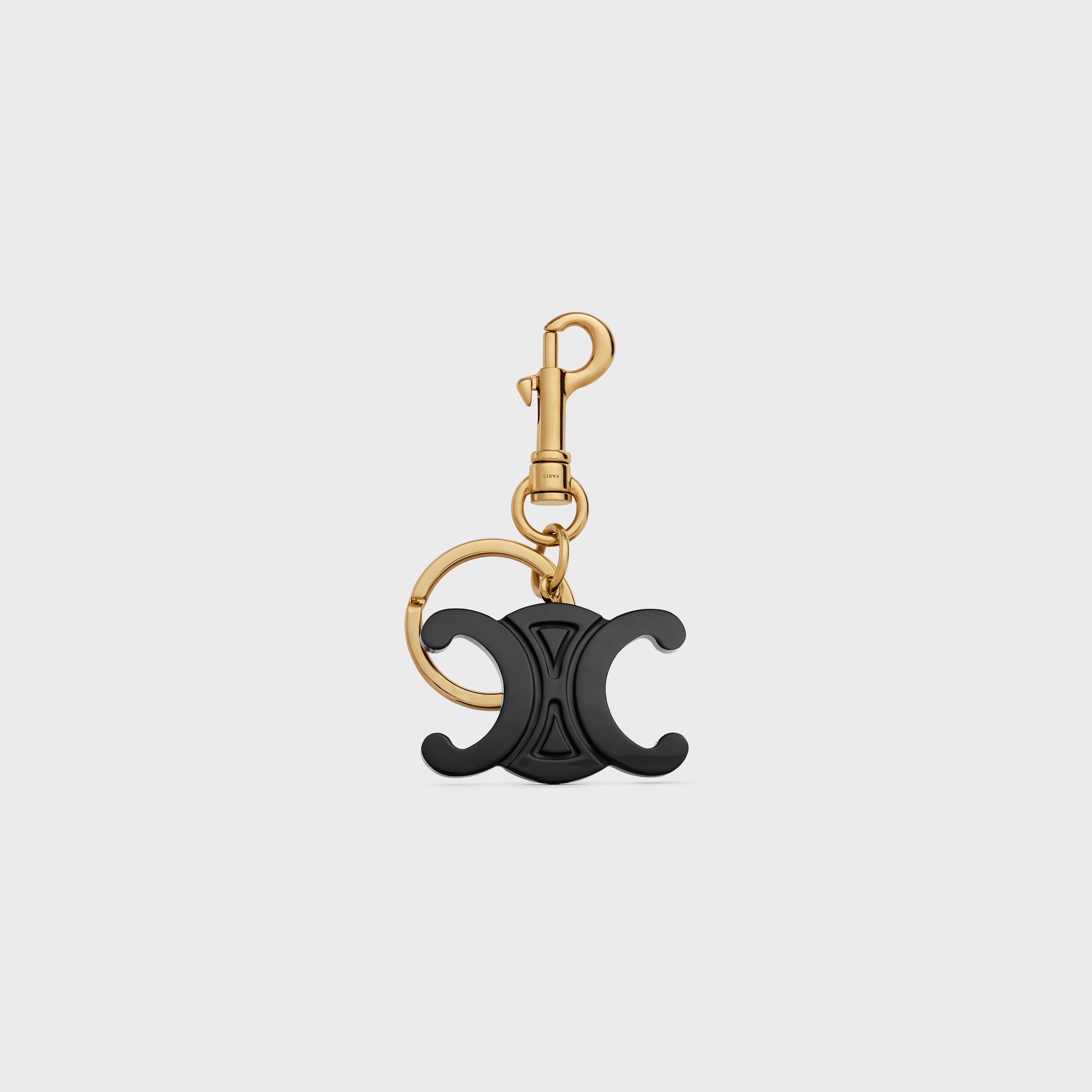 希少品◆入手困難♪【CELINE】トリオンフ Keyring Charms black TRIOMPHE KEYRING CHARM in PLEXIGLASS with GOLD FINISHING