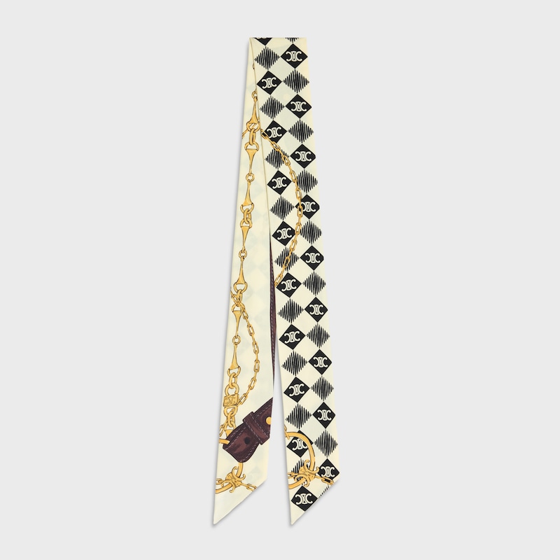 lavalliere IN silk twill - CREME/BRUN -  - 1 | CELINE