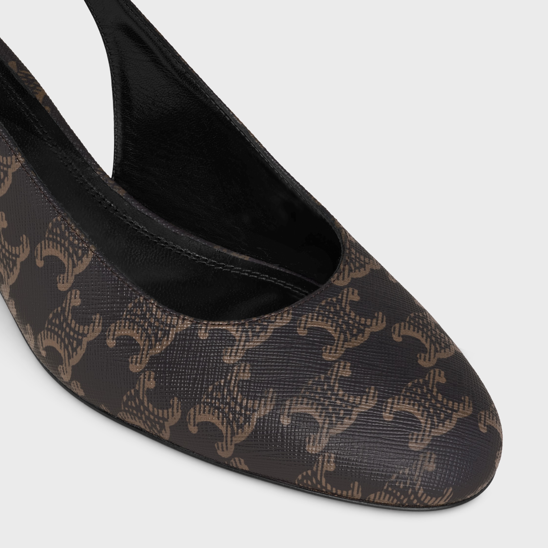 NEO CITY SLINGBACK IN TRIOMPHE COATED FABRIC - BLACK / BROWN | CELINE