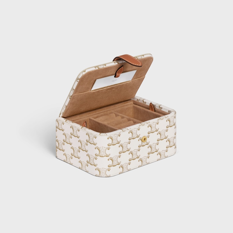 Large Jewels Case in Triomphe Canvas and Calfskin - WHITE - BEAUTY ACCESSORIES - 1 | CELINE
