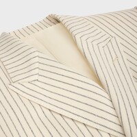 camden jacket in striped wool gabardine - VANILLE/NOIR -  - 1 | CELINE