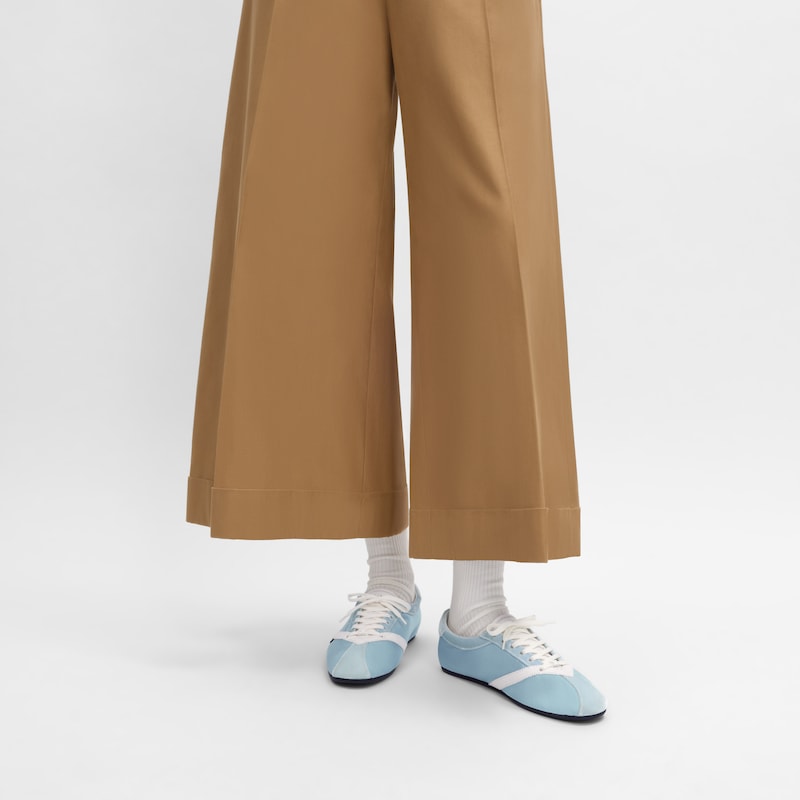 SNEAKER PLANA DE GROGR&Eacute;N, TERCIOPELO, ANTE DE PIEL DE CABRA Y PIEL DE CORDERO - AZUL CLARO / BLANCO &Oacute;PTICO -  - 1 | CELINE