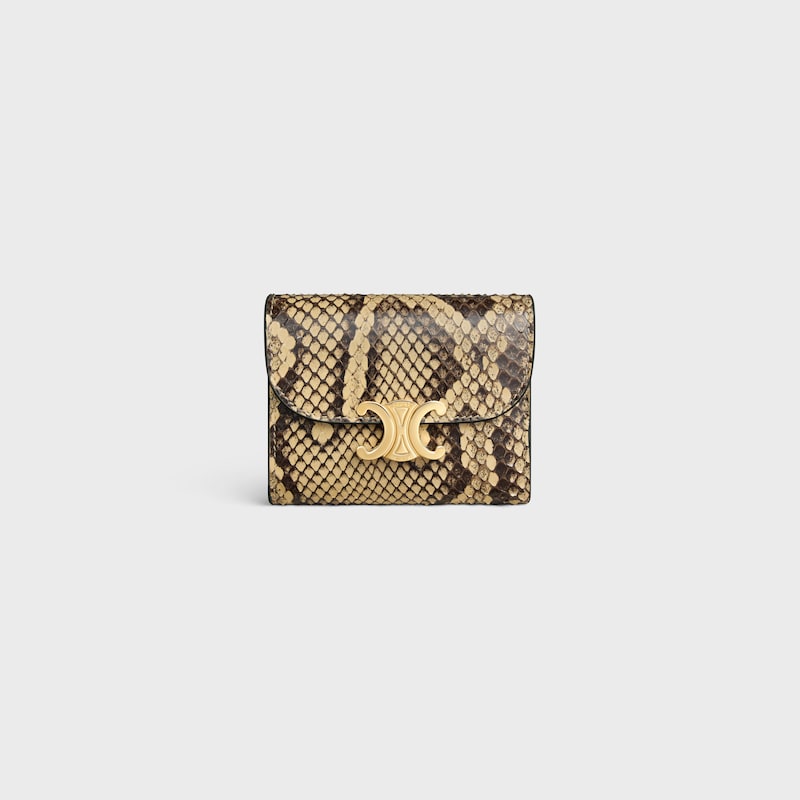 Small Flap Wallet TRIOMPHE IN Python - HONEY - WALLETS - 1 | CELINE