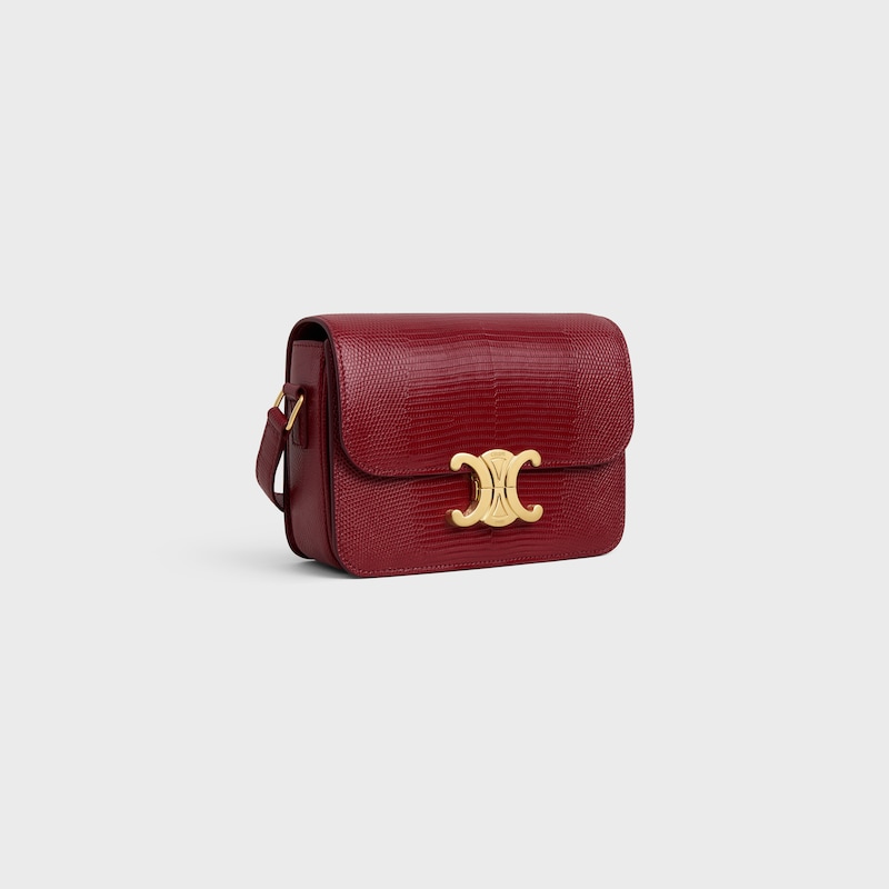 Teen Triomphe Bag in lizard - LIGHT BURGUNDY - TRIOMPHE - 1 | CELINE