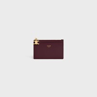 ZIPPED CARD HOLDER TRIOMPHE CHARMS IN GRAINED CALFSKIN - Deep Burgundy - COIN AND CARD HOLDERS - 1 | CELINE