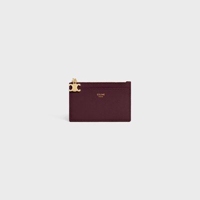 ZIPPED CARD HOLDER TRIOMPHE CHARMS IN GRAINED CALFSKIN - Deep Burgundy - COIN AND CARD HOLDERS - 4 | CELINE