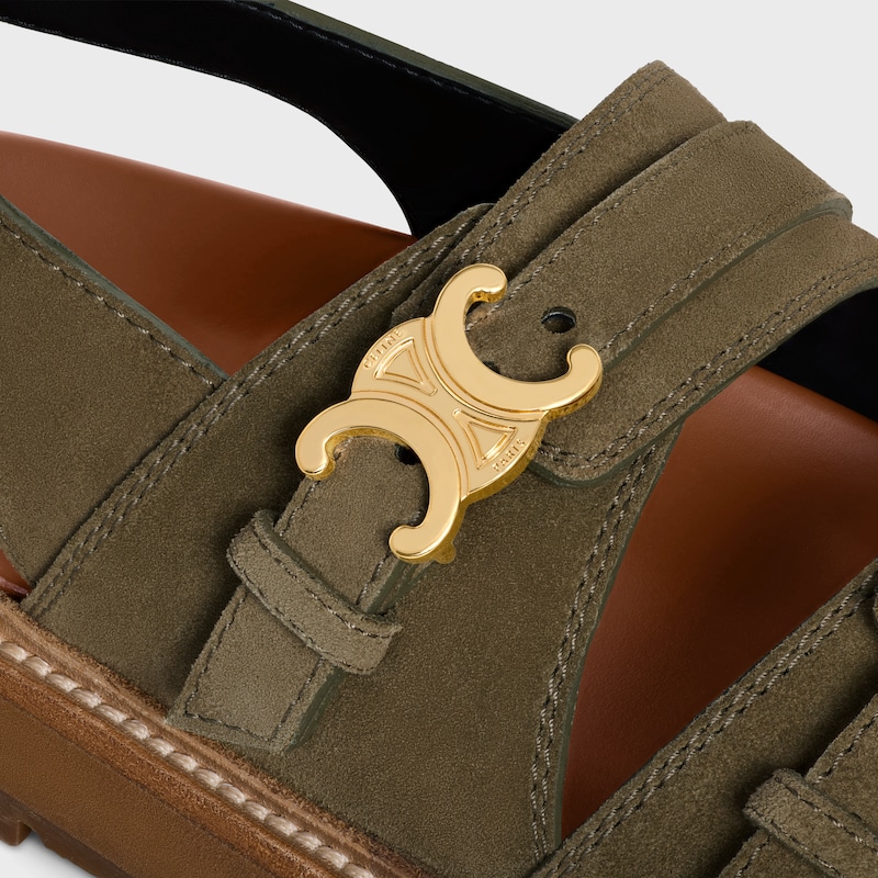CELINE - TIPPI TRIOMPHE SANDAL IN SUEDE CALFSKIN - LIGHT KHAKI -  - 1 | CELINE