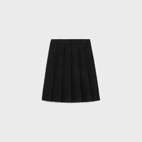 pleated skirt in bouclette natté - BLACK -  - 2 | CELINE