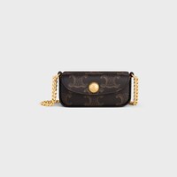 LIPSTICK CASE ON CHAIN IN TRIOMPHE CANVAS - BLACK / TAN - BEAUTY ACCESSORIES - 1 | CELINE
