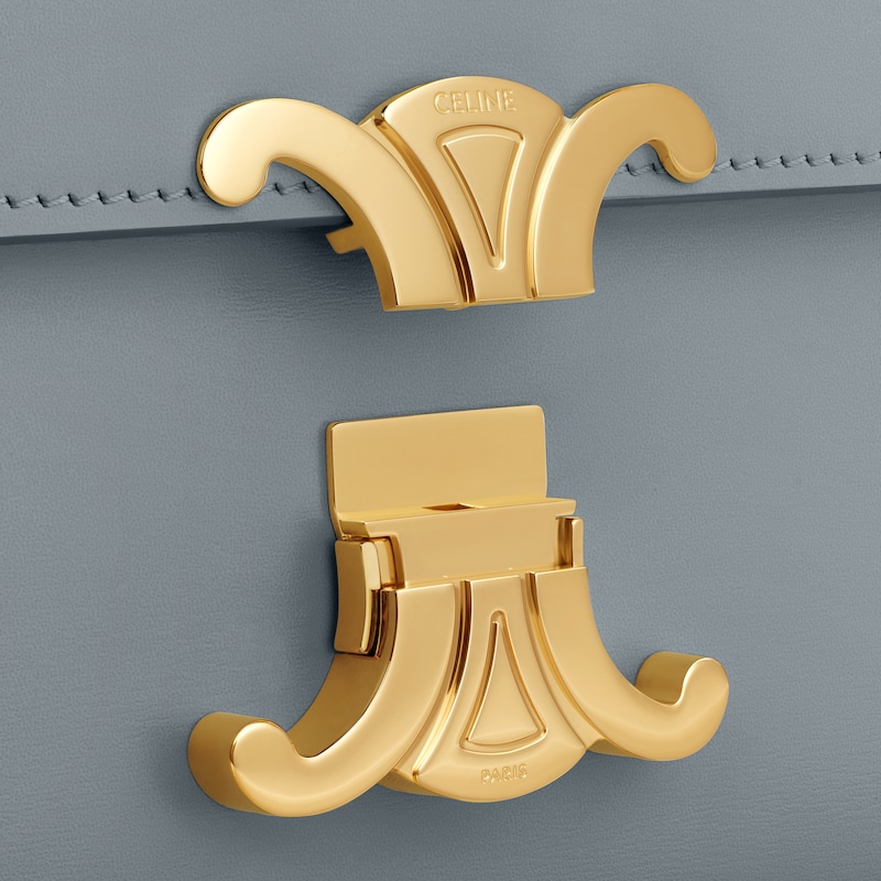 Teen Triomphe Bag in shiny calfskin - BLUE GREY - SHOULDER BAGS - 1 | CELINE