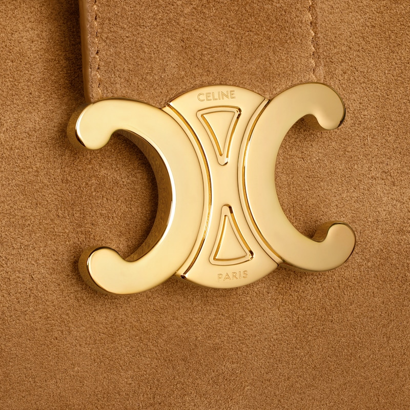 MEDIUM LOUISE BAG in SUEDE CALFSKIN AND SHEARLING - TOBACCO / CREAM - GIFT FINDER - 1 | CELINE
