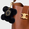 TRIOMPHE POM POM CHARM WITH PLUM FLOWER IN SHEARLING AND CALFSKIN - BLACK - CHARMS AND ACCESSORIES - 4 | CELINE