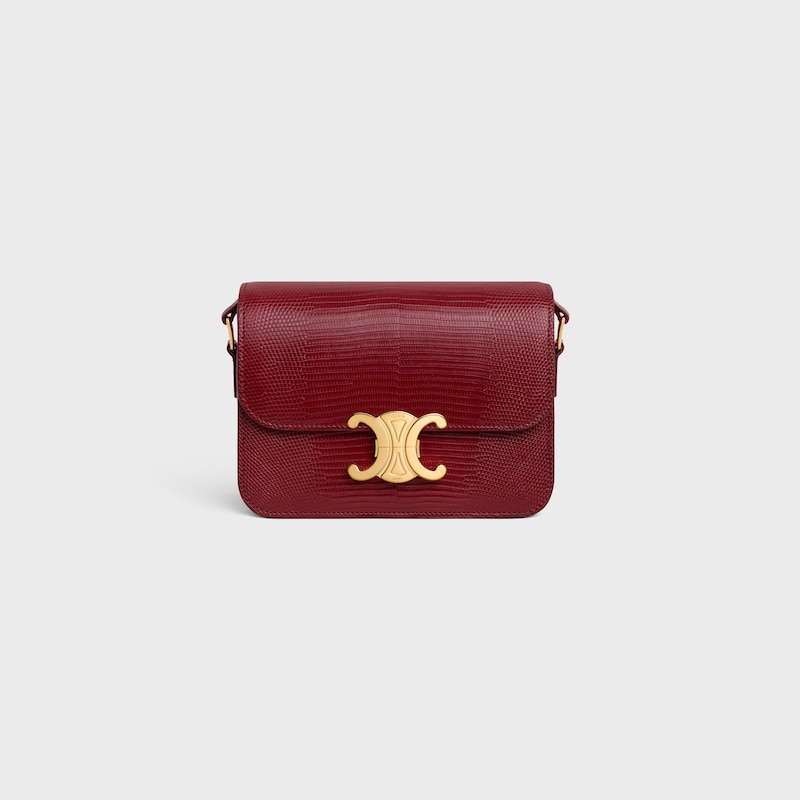 Teen Triomphe Bag in lizard - LIGHT BURGUNDY - TRIOMPHE - 1 | CELINE