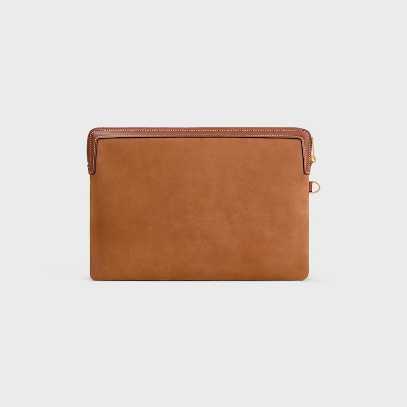 SMALL POUCH WITH STRAP Cuir Triomphe IN NUBUCK CALFSKIN - CAMEL - POUCHES AND TECH ACCESSORIES - 1 | CELINE
