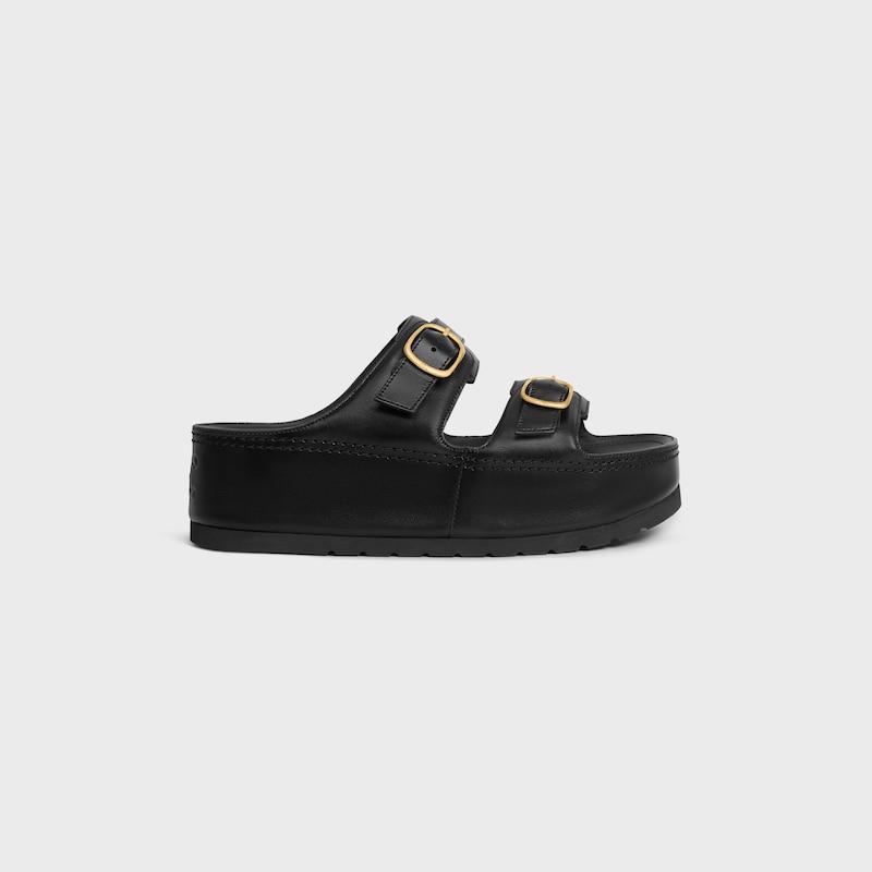 CELINE POLLY WEDGE MULE IN CALFSKIN - BLACK -  - 1 | CELINE