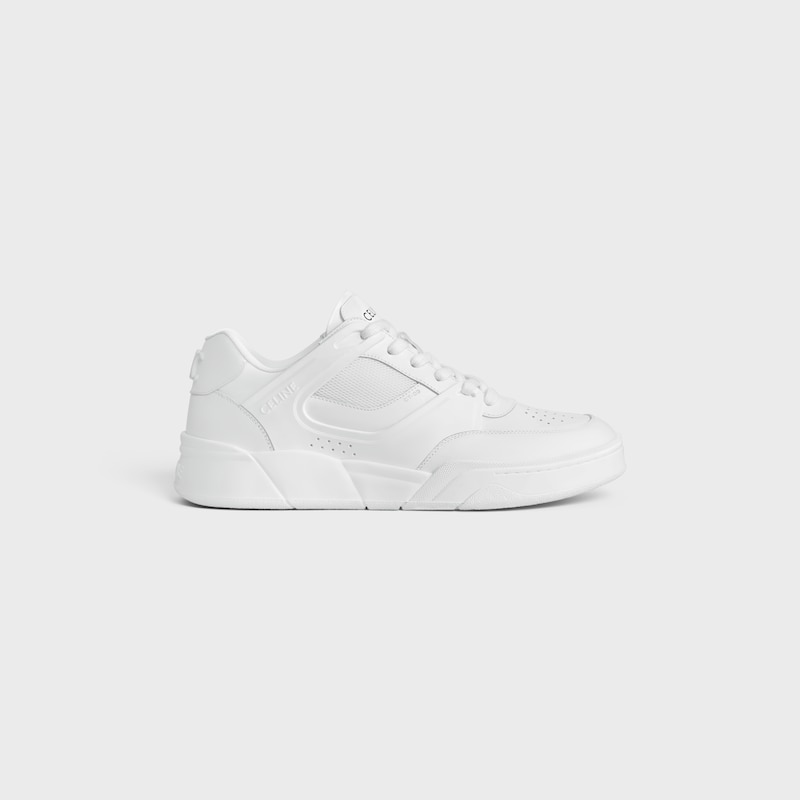 CELINE TRAINER CT-09 LOW LACE-UP SNEAKER IN CALFSKIN AND MESH - OPTIC WHITE -  - 1 | CELINE