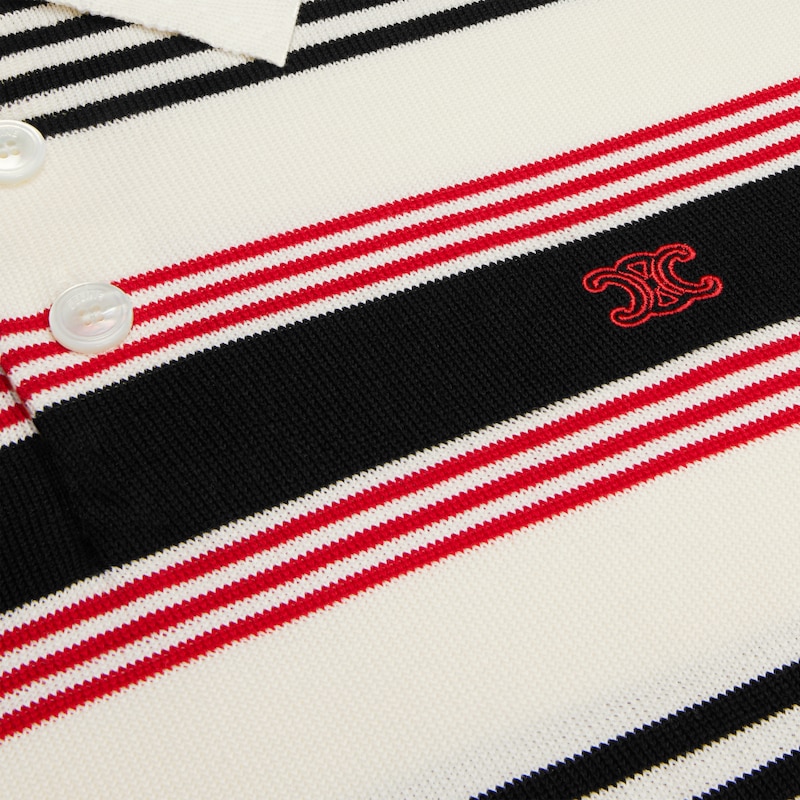 polo sweater IN striped cotton - WHITE/BLACK/RED -  - 1 | CELINE