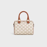 SMALL BOSTON in Triomphe Canvas and calfskin - WHITE - TRIOMPHE CANVAS - 1 | CELINE
