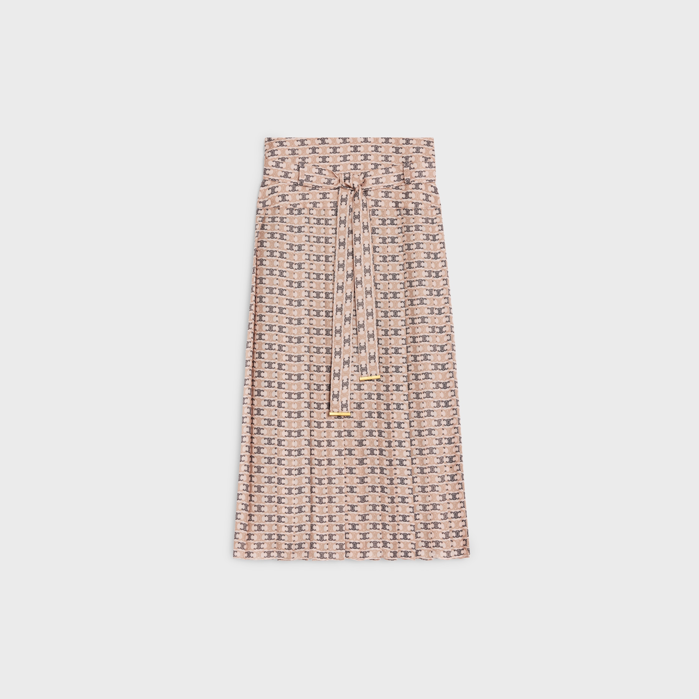 pleated skirt in silk georgette - PINK BEIGE/CAMEL/BLACK