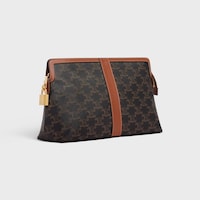 Lock標誌印花牛皮革盥洗包 - 棕黃色 - 旅行用品 - 2 | CELINE