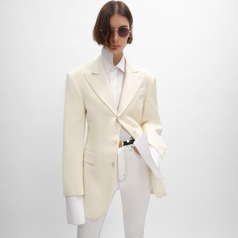 colonne jacket IN diagonal wool - OFF WHITE -  - 1 | CELINE