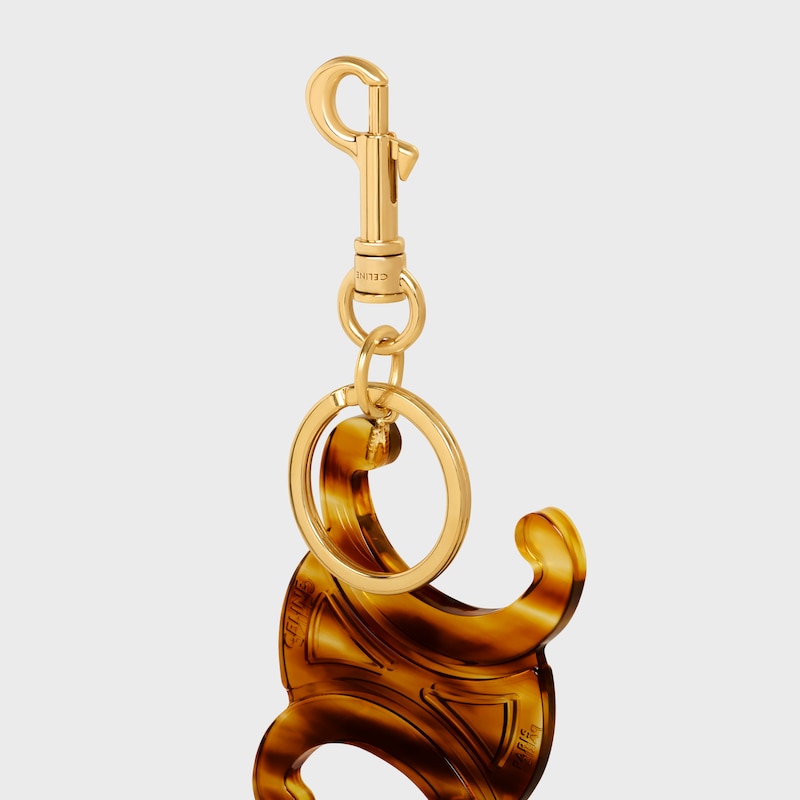 LARGE TRIOMPHE KEYRING CHARM IN ACETATE - TORTOISESHELL - BAG CHARMS - 1 | CELINE