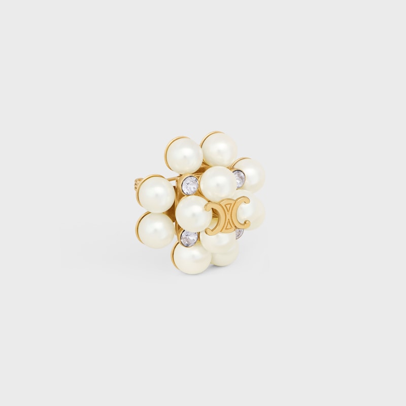 BROCHE LES PERLES CELINE DE STRASS, PERLAS DE RESINA, LATÓN CON ACABADO DORADO Y ACERO - DORADO / MARFIL - LES PERLES CELINE - 1 | CELINE