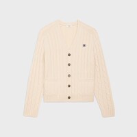 cable-knit triomphe cardigan in cashmere - CREAM -  - 1 | CELINE