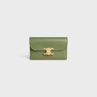 LONG CARD HOLDER WITH FLAP TRIOMPHE  IN Shiny calfskin - LIGHT KHAKI - COIN AND CARD HOLDERS - 1 | CELINE