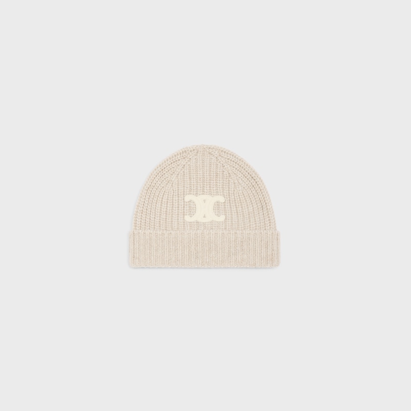 triomphe beanie in seamless cashmere - CREAM -  - 1 | CELINE