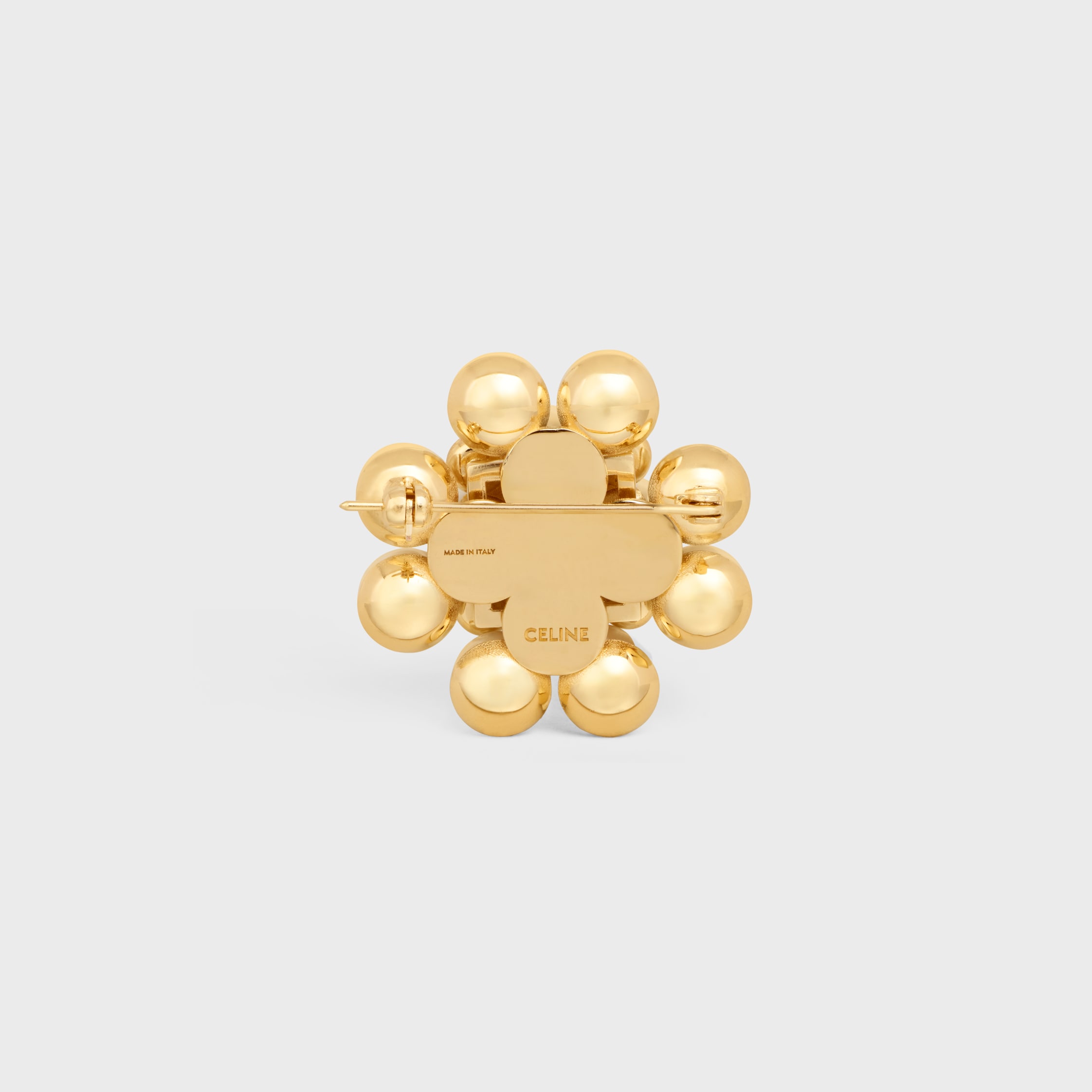 LES PERLES CELINE BROOCH IN STRASS, RESIN PEARLS, BRASS WITH
