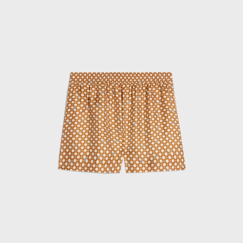 pajama shorts IN silk twill - CREAM/ORANGE -  - 1 | CELINE