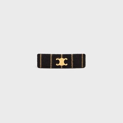 CELINE 스트라이프 시퀸 헤어 클립 - 폴리에스테르 & 골드 피니시 브라스 - 블랙/골드 & 스모크 - NEW - tileIndex | CELINE