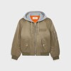 CELINE HOODED BOMBER JACKET IN NYLON TWILL - KAKI LIGHT | CELINE