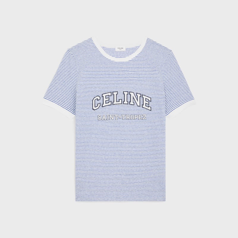 Celine T-Shirt aus gestreiftem Jersey im 70er-Stil - WOLLWEISS/MARINEBLAU/BLAU -  - 1 | CELINE
