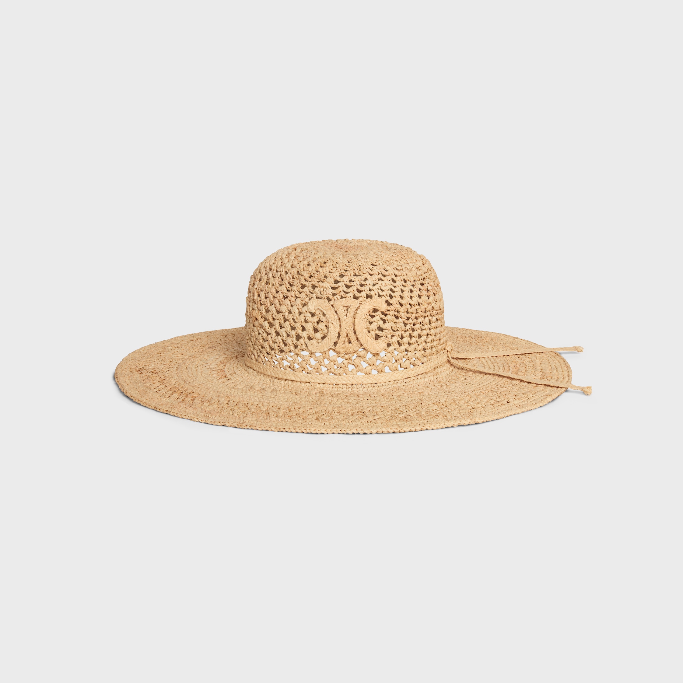 Celine Wide Brim Raffia Straw Hat triomphe wide-brimmed hat in raffia - NATURAL | CELINE main image 3