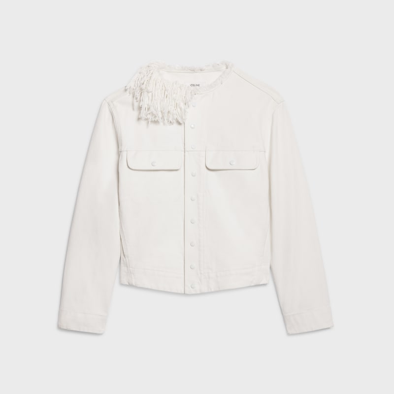 chasseur jacket IN heavy cotton twill - 白色重石洗 -  - 1 | CELINE