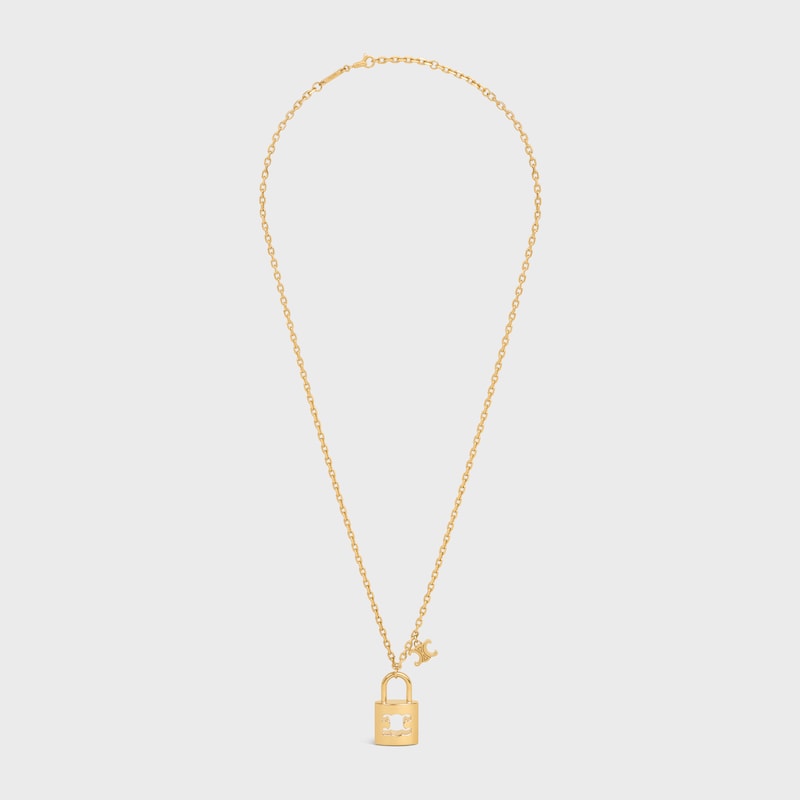 Triomphe Lock Large Necklace in Brass with Gold Finish - GOLD -  - 1 | CELINE