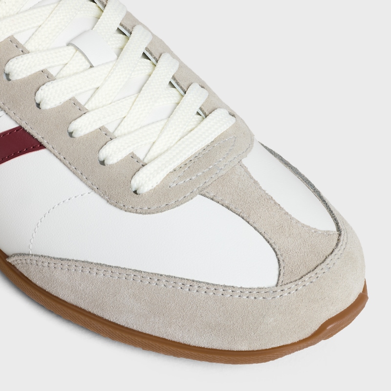SNEAKER BASSA STRINGATA JOGGER CELINE IN PELLE DI VITELLO E PELLE DI VITELLO SCAMOSCIATA - Bianco Ottico/Bordeaux scuro/Grigio -  - 1 | CELINE