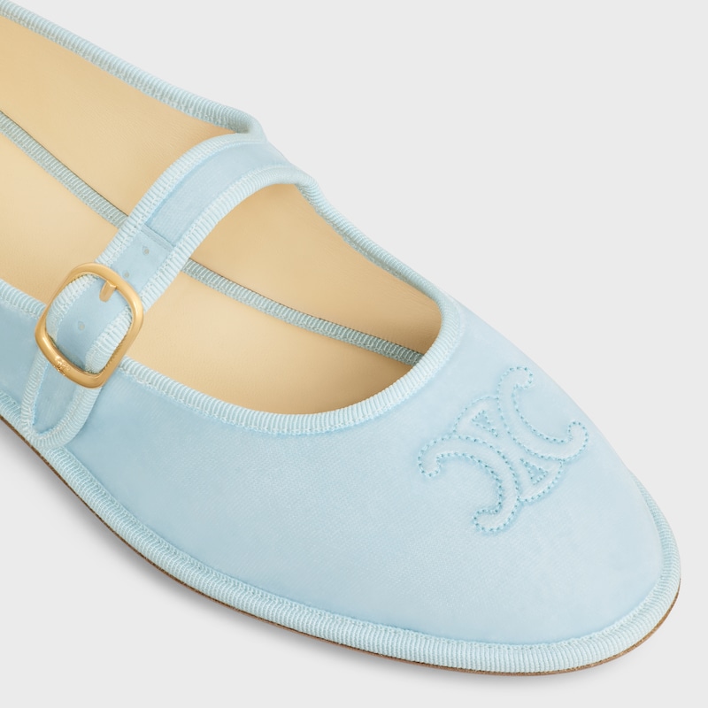 &Egrave;VE TRIOMPHE BALLERINA IN Velvet - BABY BLUE -  - 1 | CELINE
