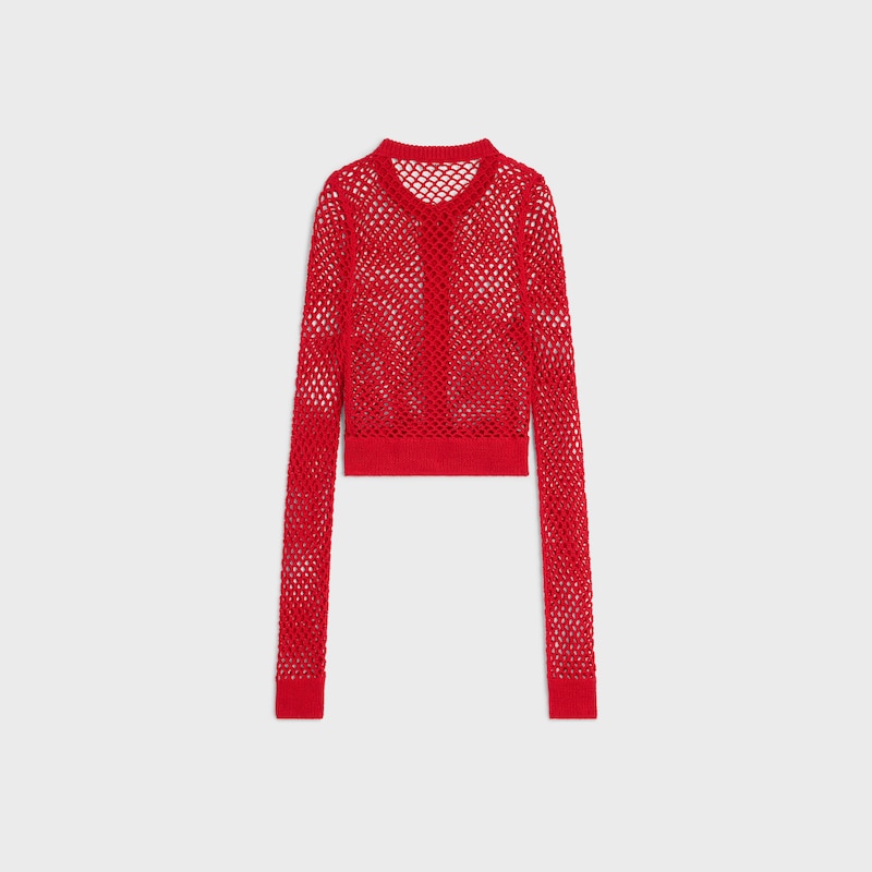 cardigan crochet coton - ROUGE VIF -  - 1 | CELINE