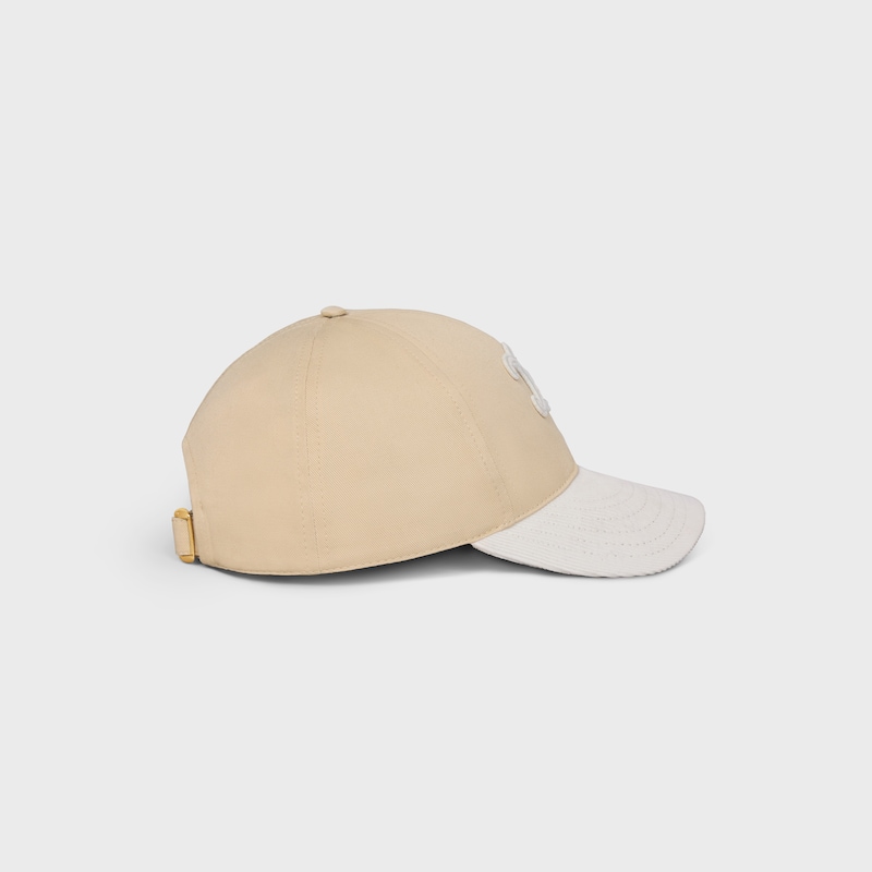 triomphe baseball cap in cotton - MACADAMIA / OFF WHITE -  - 1 | CELINE