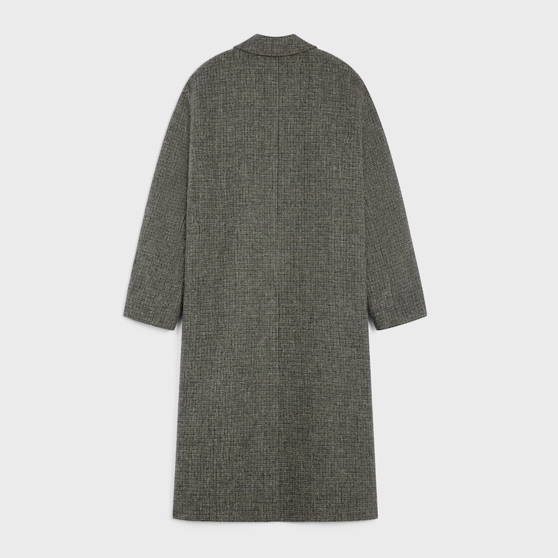 mac coat IN CHECKED WOOL TWEED - Gris/Militaire -  - 1 | CELINE