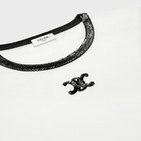 T-SHIRT WITH TRIOMPHE EMBROIDERY IN COTTON JERSEY - | CELINE