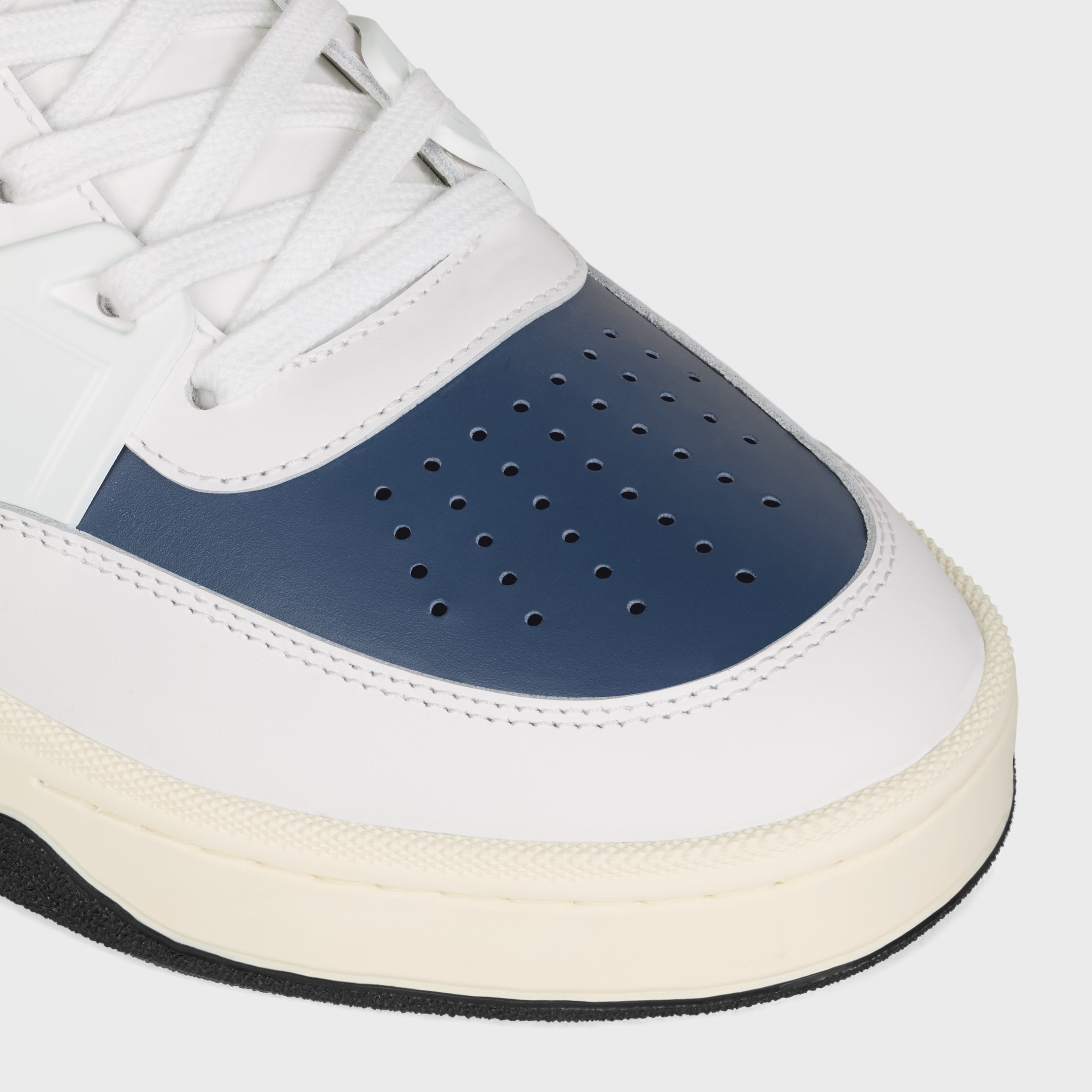 CT-09 TRAINER SNEAKER IN CALFSKIN AND MESH - ULTRA WHITE / NAVY